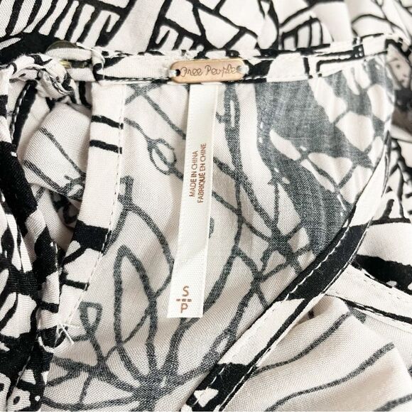 Free People La Mar Maxi Dress Long Flowy Batik Print Black & Cream Size Small - Picture 12 of 15